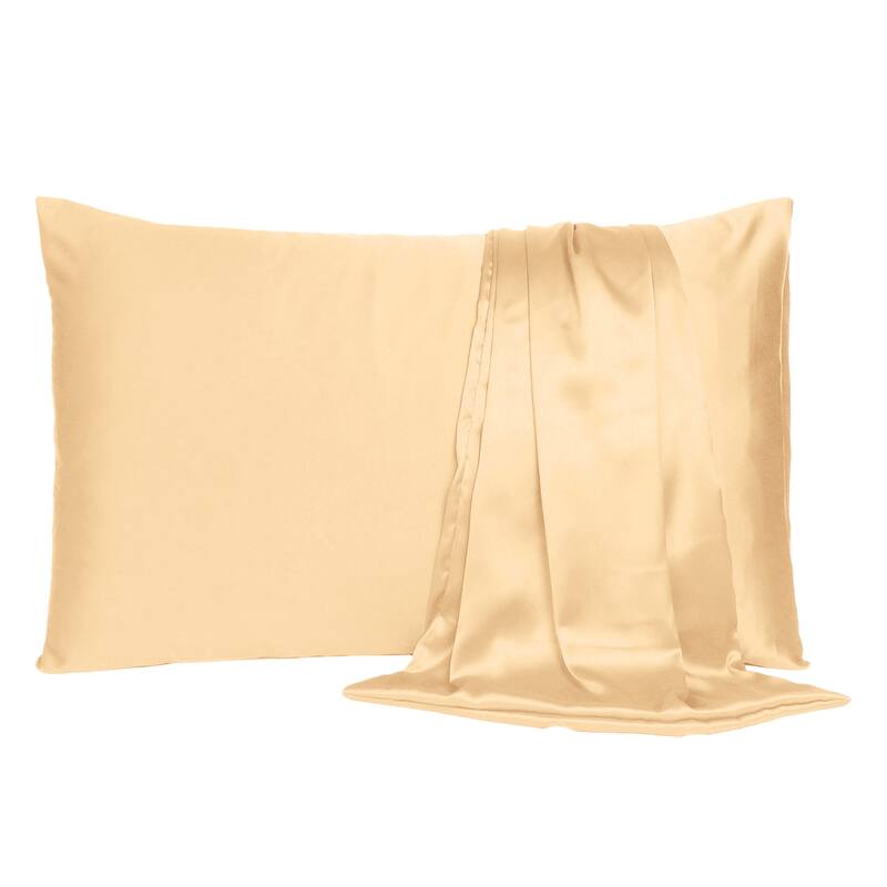 HomeRoots Pale Peach Dreamy Set Of 2 Silky Satin Queen Pillowcases - Brown - 20' X '30' X '1