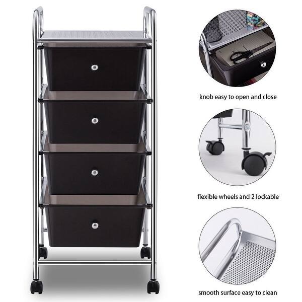 Shop Costway 4 Drawers Metal Rolling Storage Cart Scrapbook Supply