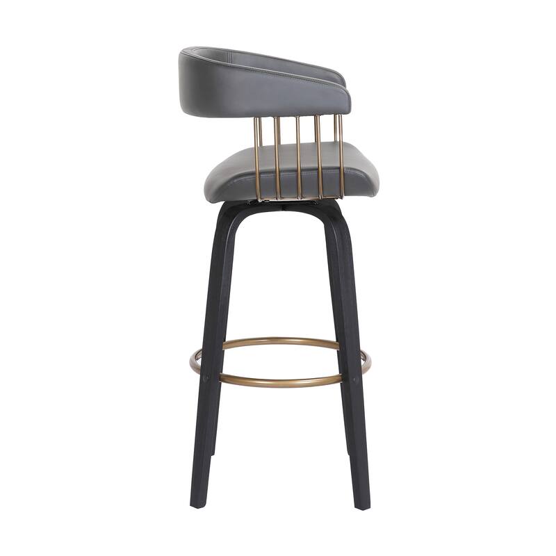 Topanga Modern Swivel Bar Stool, Upholstered Counter Height Chair with Bentwood Legs