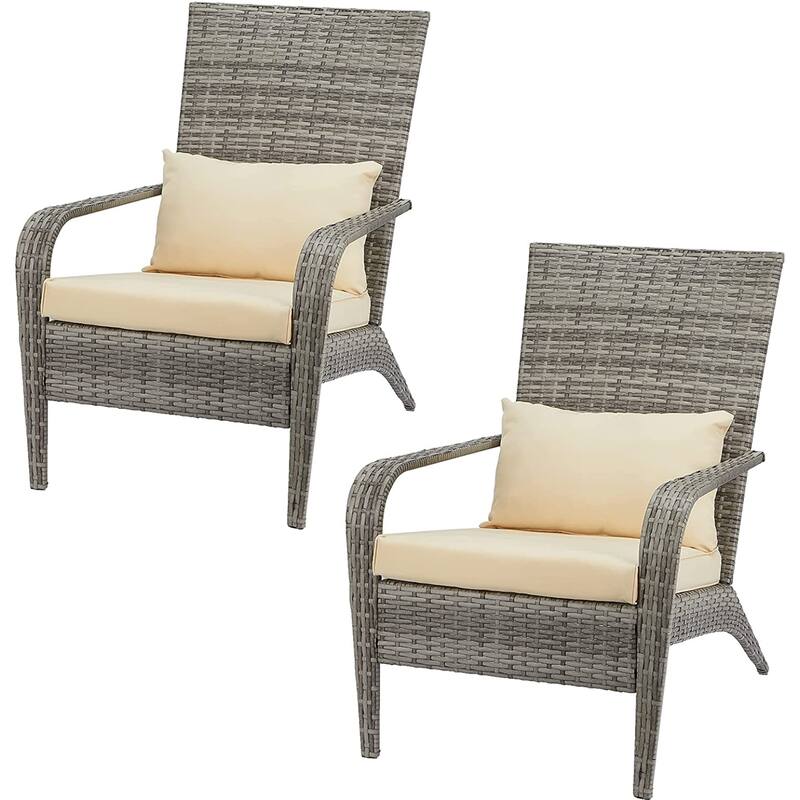 AECOJOY Patio Chairs High Back Wicker Outdoor Dining Chair(Set of 2)