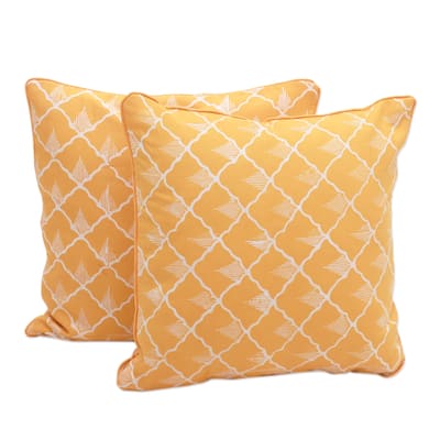 Novica Handmade Saffron Shells Batik Cotton Cushion Covers (Pair)