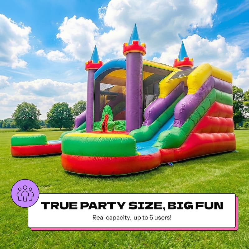 POP JUMP Rainbow Castle Bounce House and Double slide Combo