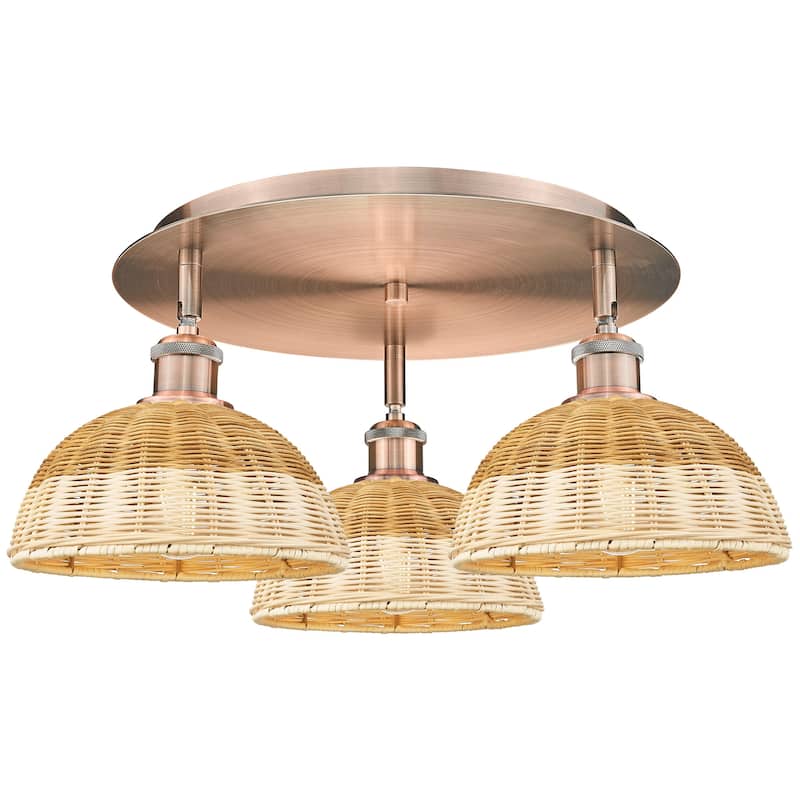 Innovations Lighting 516-3C-10-21 Bristol Natural II Semi-Flush - Antique Copper / Natural