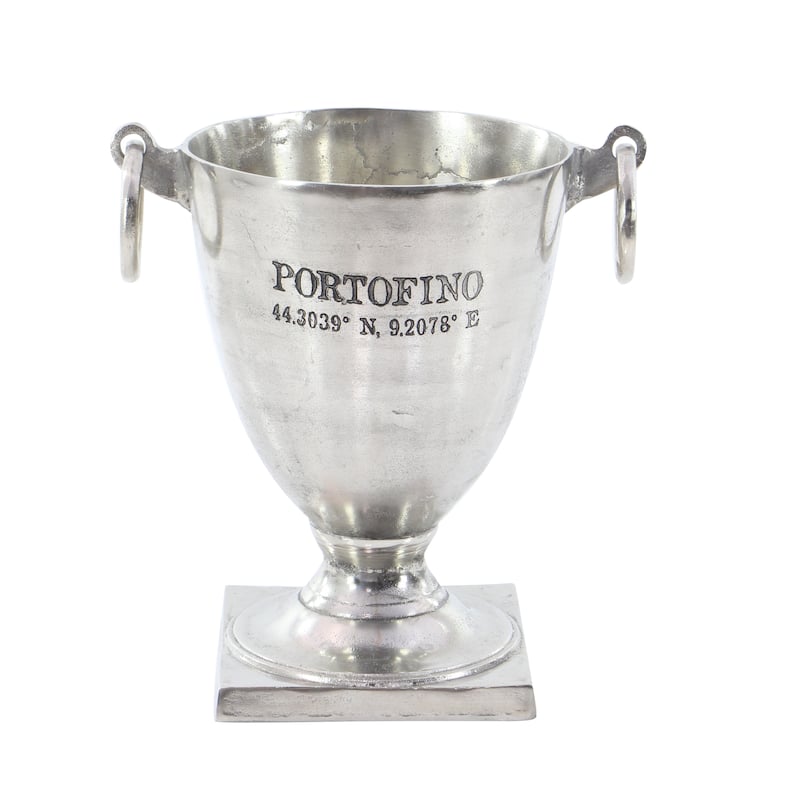 Aluminum Metal Champagne 2 Bottle Ice Bucket - Silver - Roche River Decor - 12"W x 16"L x 18"H