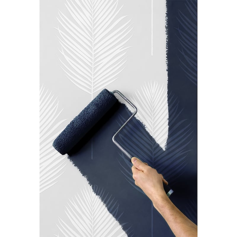 Seabrook Designs Off-White Palm Leaf Paintable Unpasted Wallpaper - 20.9 in. W x 33 ft. L