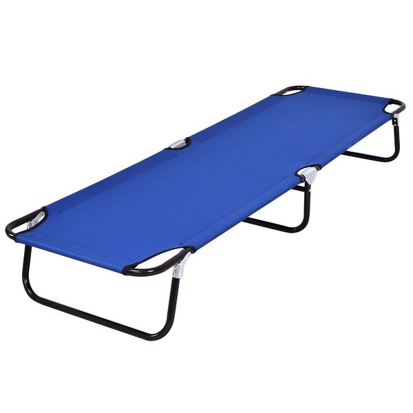 Shop Costway Blue Folding Camping Bed Outdoor Portable ...
