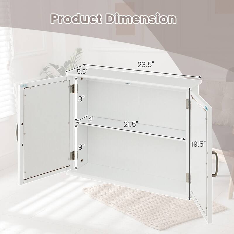 Gymax Bathroom Medicine Cabinet 2-Tier Wall-Mounted Mirror Storage