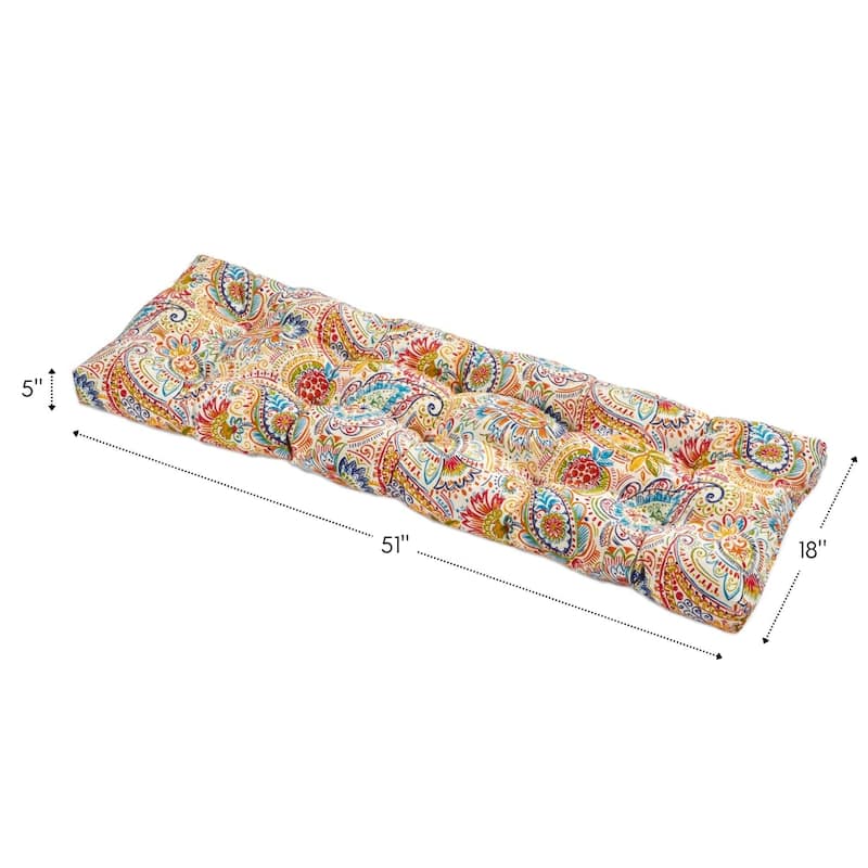 51x18-inch Painted Paisley Outdoor Bench Cushion (Cushion Only)
