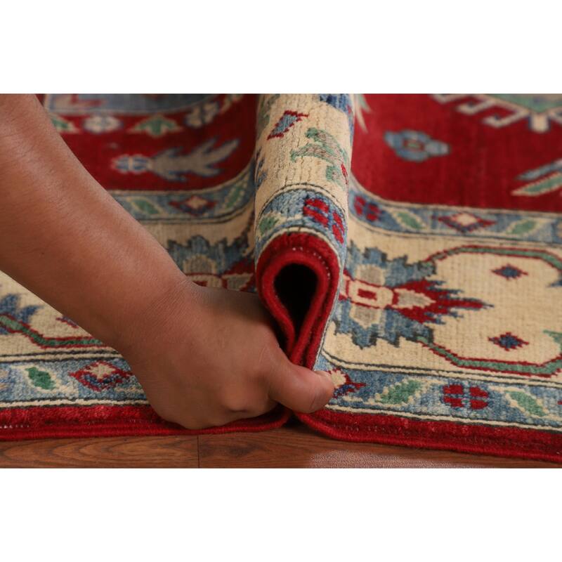 Oriental / Geometric Kazak Area Rug Handmade Wool Carpet - 5'6" x 8'2"