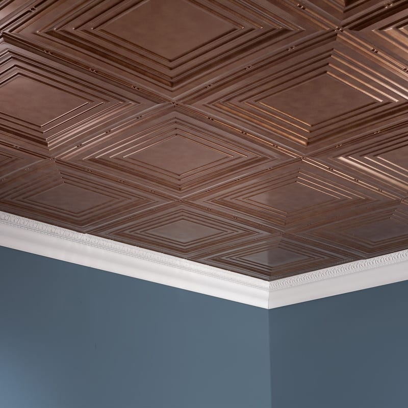 FASÄDE Traditional Style 3 Decorative Vinyl 2ft x 4ft Glue Up Ceiling Panel in Antique Bronze (5 Pack)
