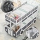 preview thumbnail 8 of 6, Twin over Twin Wood Frame Bus-shaped Bunk Bed with Wheels and Storage Space, Grey and White