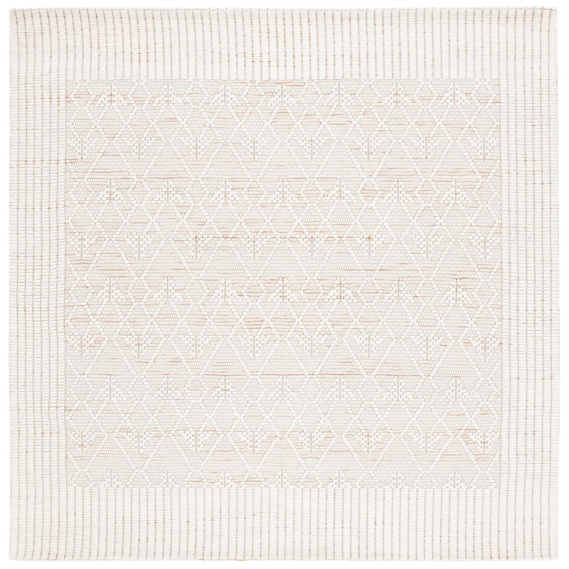 SAFAVIEH Handmade Marbella Wakako Modern Wool Rug - 6' Square - Ivory/Brown