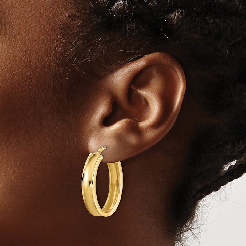 Curata 14k Yellow Gold 28x6mm Polished Oval Hoop Earrings