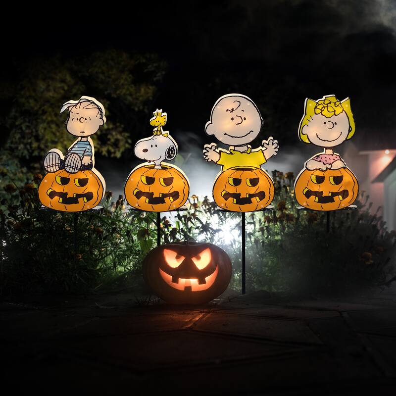 26" Peanuts Pre-Lit PVC Pathway Markers 4 count Great Pumpkin Gang