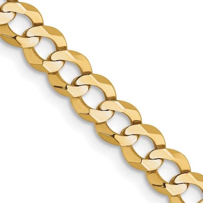 Curata 14k 4.7mm Solid Polished Light Flat Miami Curb Chain Bracelet