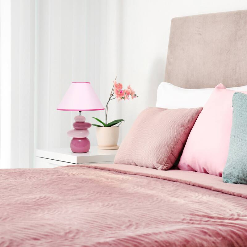 14.04 in. Pink Finish Table Lamp with Pink Shade, Sturdy Table Lamp for Living Rooms and Bedrooms