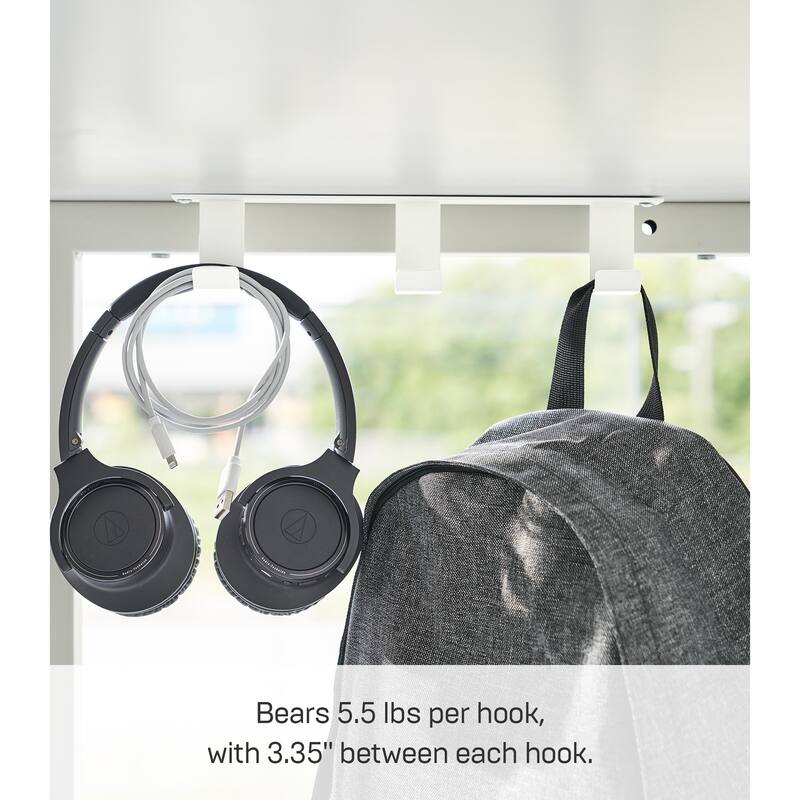 Yamazaki Home Under-Desk Hanger, Steel - L 2.36 x W 10.83 x H 2.17 inches
