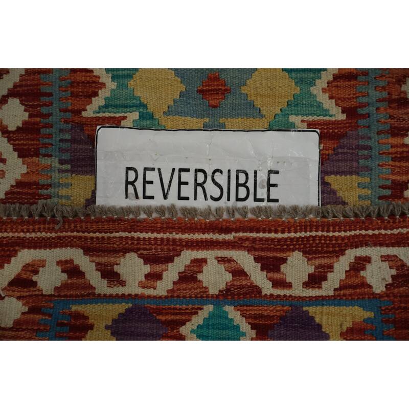 Hand Woven Oriental 100% Wool Carpet Southwestern Geometric Red Kilim Area Rug - 2' 11'' X 2' 1''