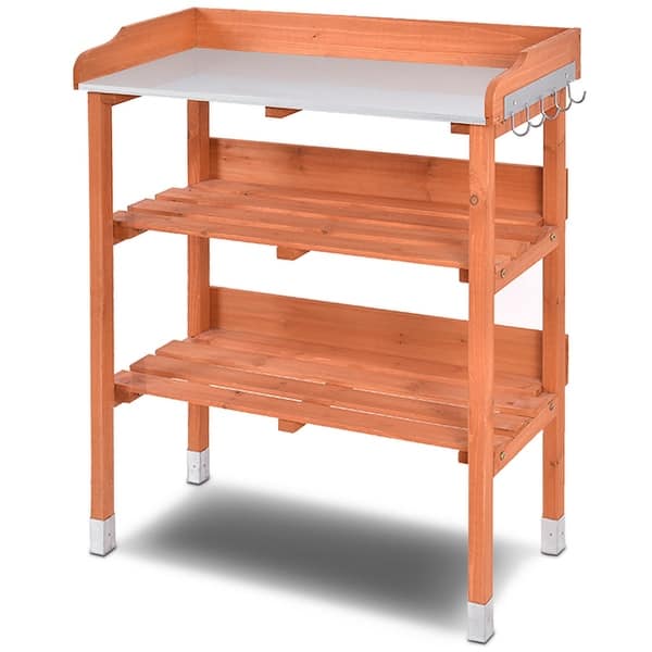 Costway Garden Wooden Potting Bench Work Station Table Tool Storage On Sale Overstock 20680907