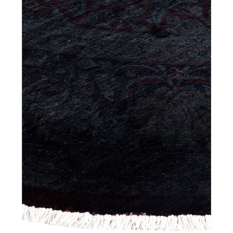 Overdyed One-of-a-Kind Hand-Knotted Area Rug - Black - 8' 1" x 8' 1"
