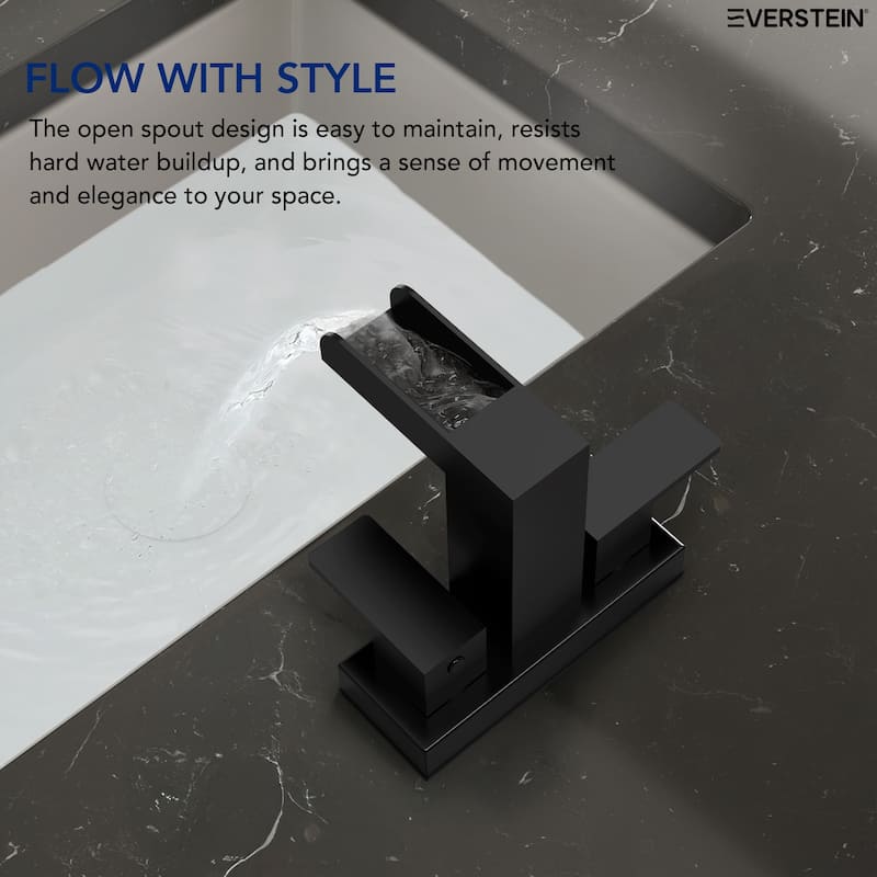 2 Pack 2/3 Hole Deck Mount Waterfall Sink Faucet with Dual Handles Open Spout Design