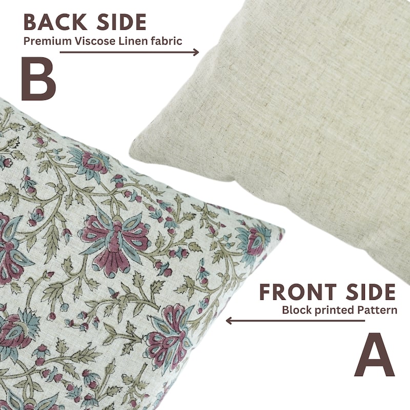 Fabdivine Soft Pillow Cover Shape Floral Block Print for Hotel Couch Spring Guest Room Blue Farmhouse, Mohini