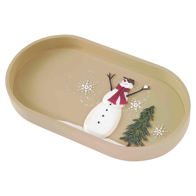 Avanti Linens Snowmen Gathering Tray - Beige