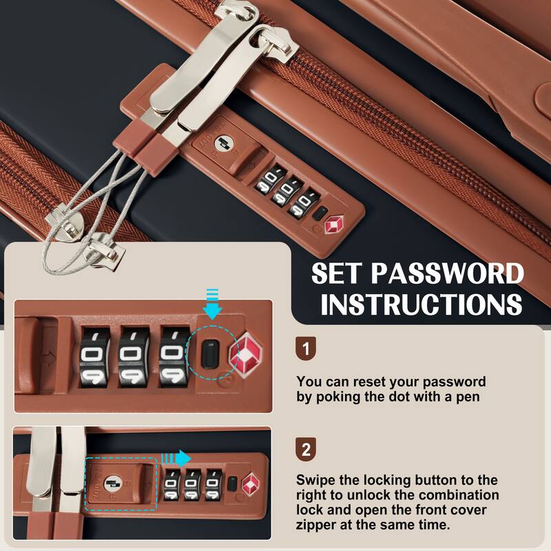 Luggage Set of 3, 20inch with USB Port, front opening design Airline Certified Carry on Luggage, ABS Hard Shell Luggage