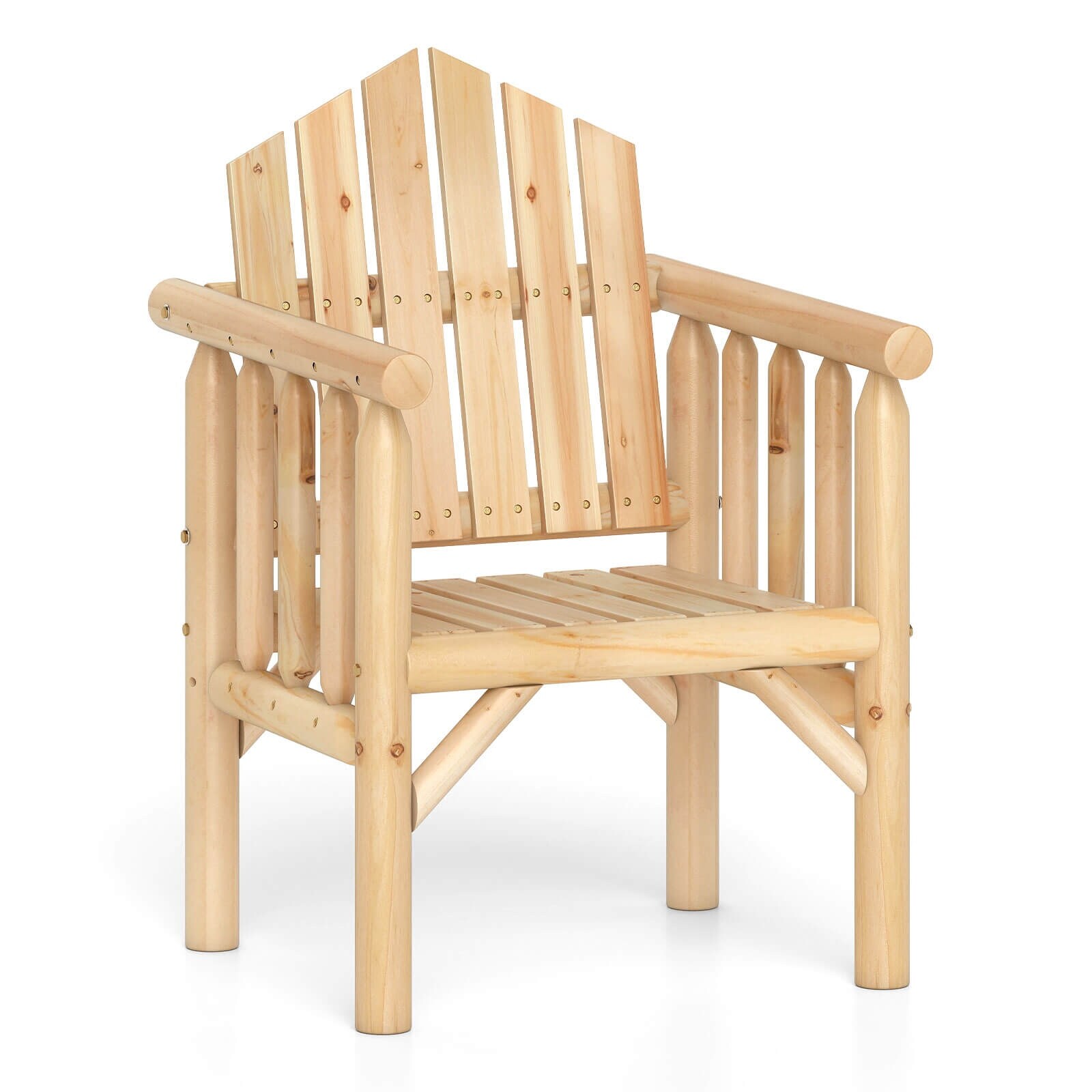 1/2/4pcs Outdoor Wooden Patio Dining Chair w/Armrests & High Backrest