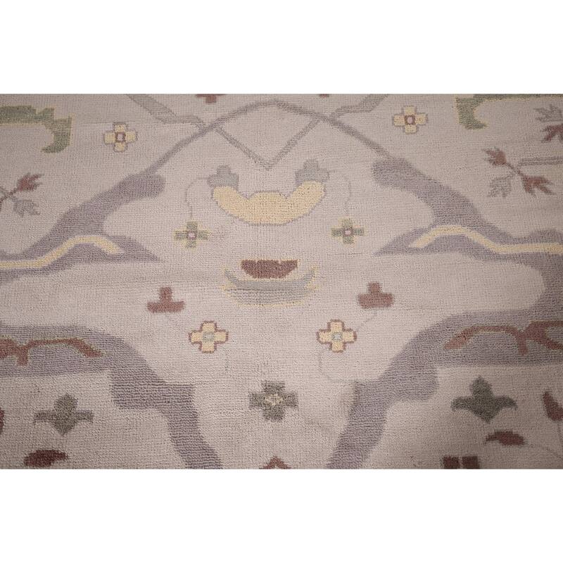 Earth Tone Oushak Indian Large Area Rug Hand-Knotted Wool Carpet - 12'2"x 14'6"