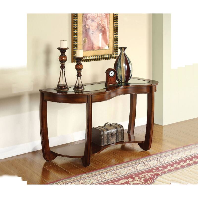 1pc Sofa Table Open Bottom Shelf Glass Insert Top