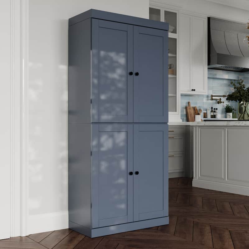 Palace Imports 100% Solid Wood 32" Pantry Cabinet with Shaker Doors, 2-Drawers and Adjustable Shelves