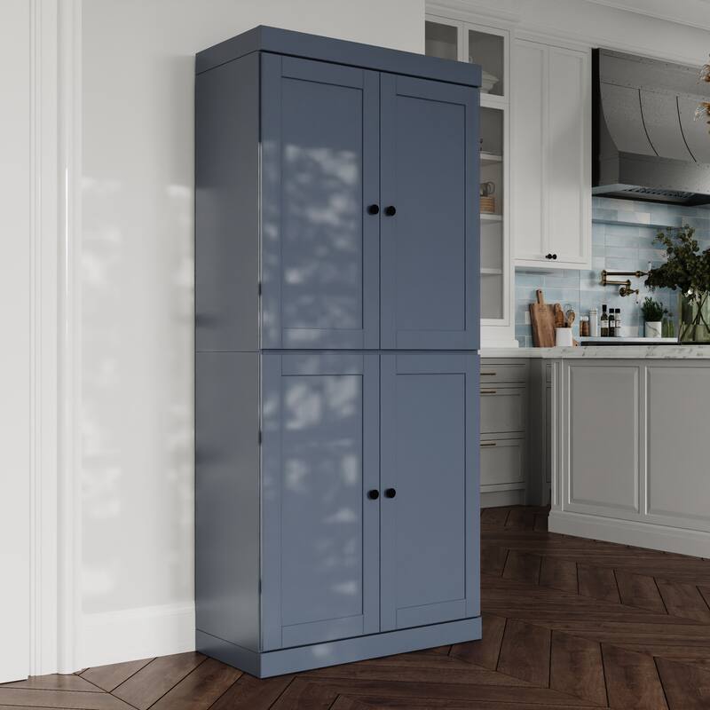 Palace Imports 100% Solid Wood 32" Pantry Cabinet with Shaker Doors and Adjustable Shelves - Antique Blue
