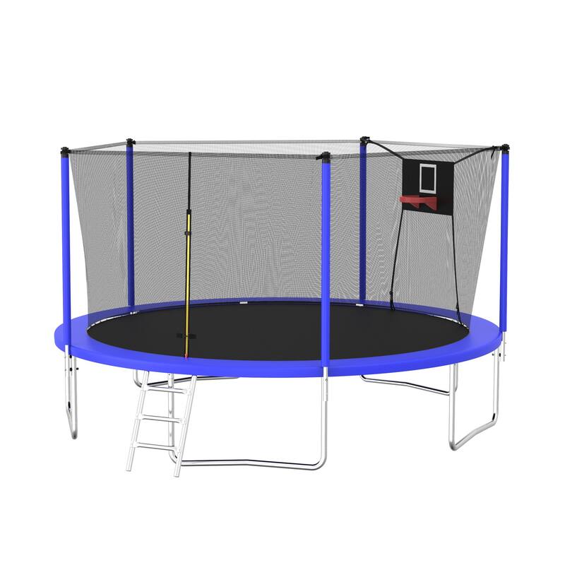 TN14FT Outdoor Trampoline with Safety Enclosure and Ladder - Blue