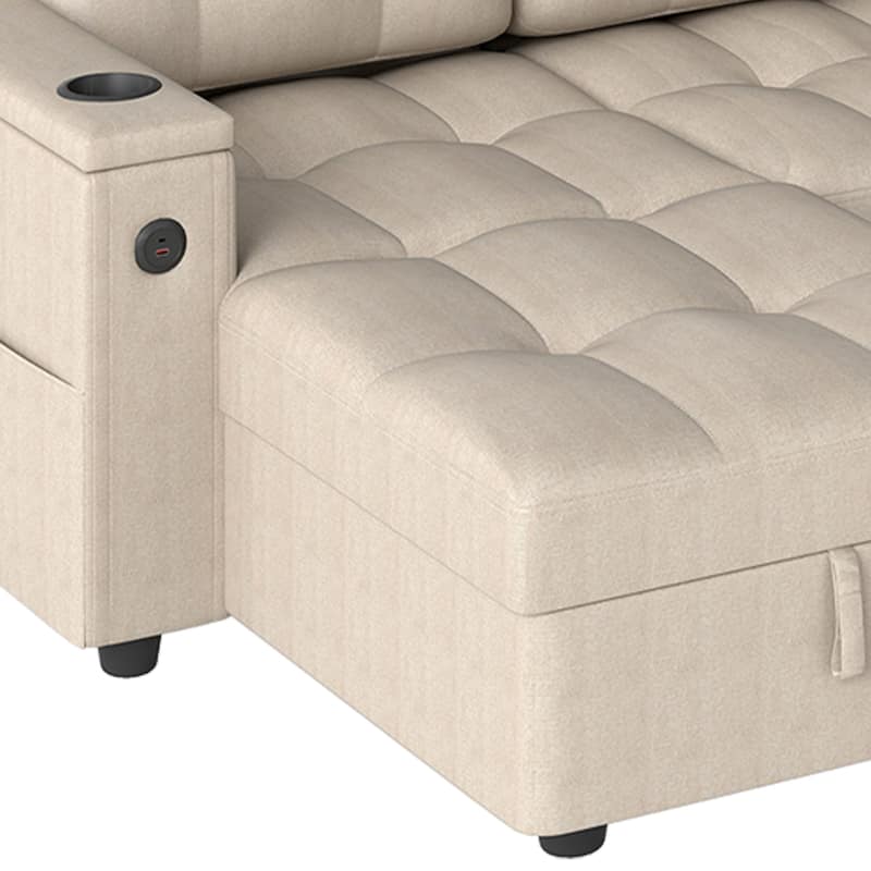 Moasis 2-in-1 Convertible Sleeper Linen Sofa Bed Folding Futon Couch with Pullout Bed Multifunctional Sofa