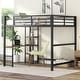 preview thumbnail 12 of 10, Full Size Loft Bed with Desk and Shelves, Black