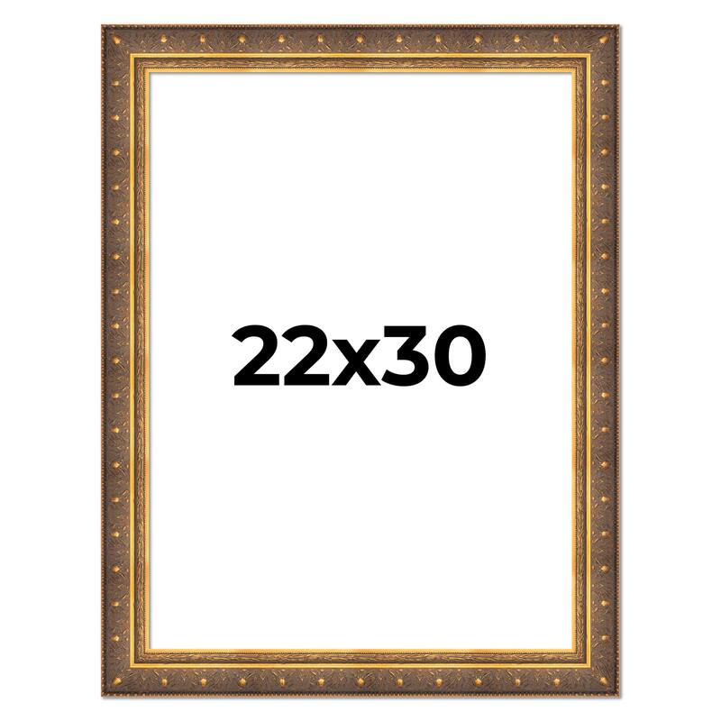 22x30 Frame Vintage Gold Solid Wood Picture Frame | 2.5 Inch Moulding