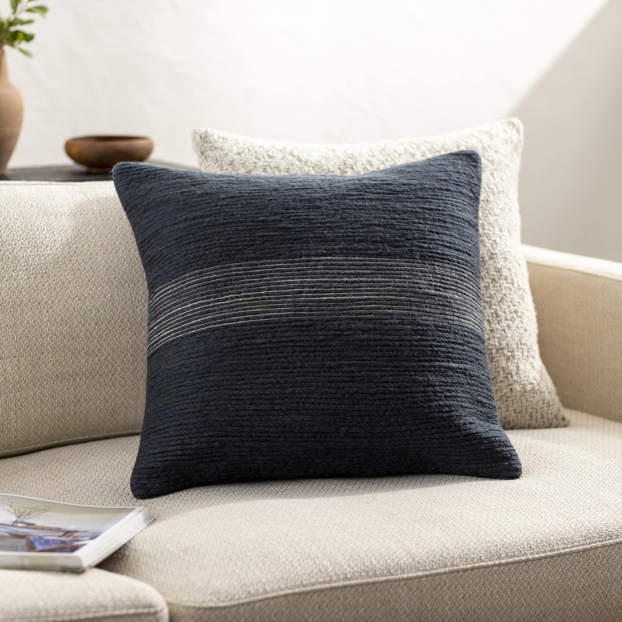 Artistic Weavers Kniffin Hand Embroidered Woven Throw Pillow