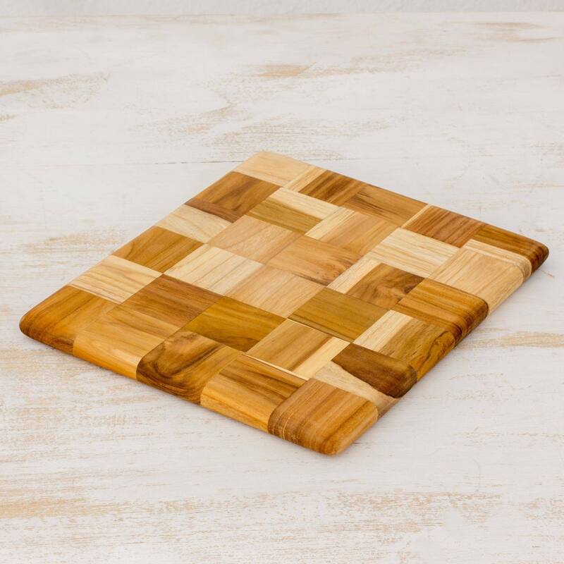 Novica Handmade Puzzle Teak Cutting Board