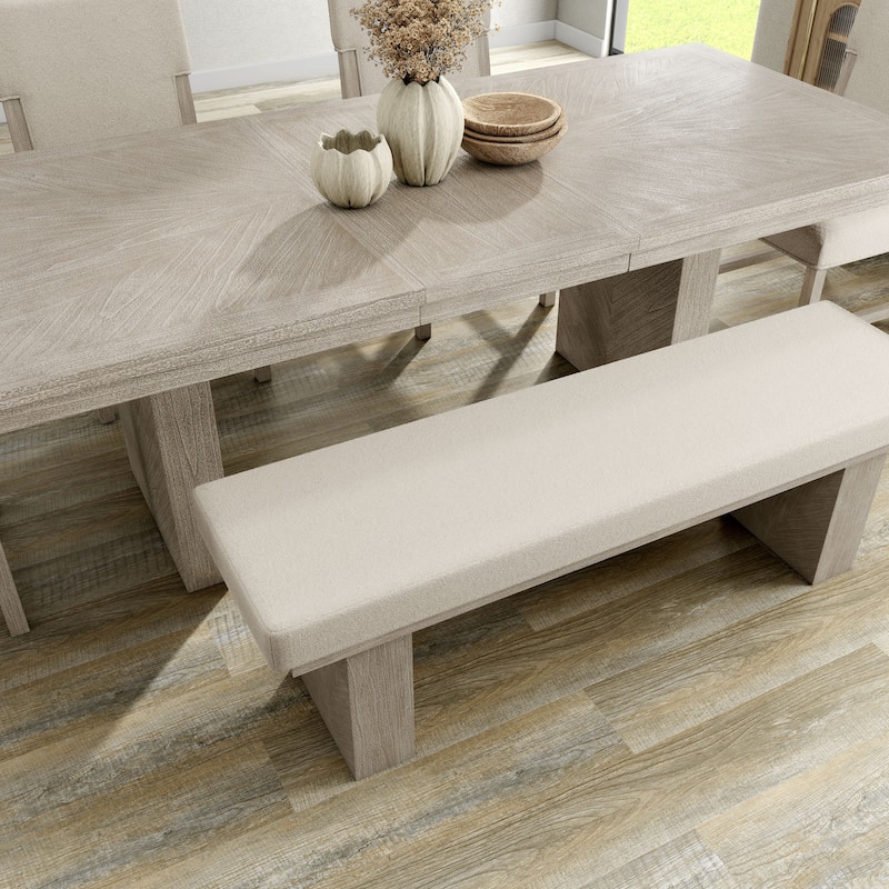 Furniture of America Yetaria Modern Farmhouse Natural Wood Padded 59-inch Dining Bench