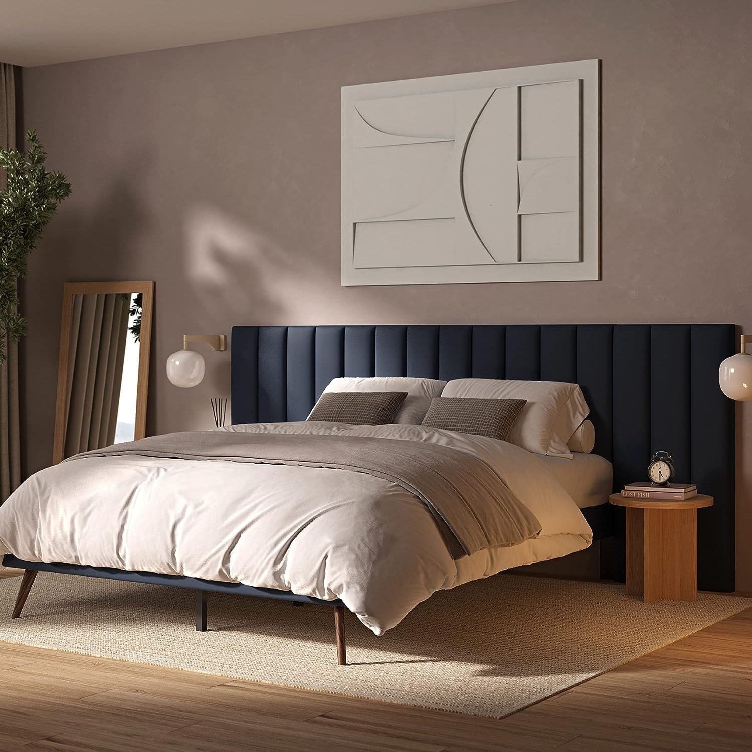 Upholstered bed no box sales spring required