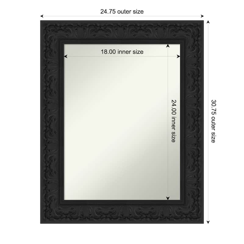 Luxe Non-Beveled Framed Bathroom Vanity Wall Mirror - 25 x 31 in - Luxe Black