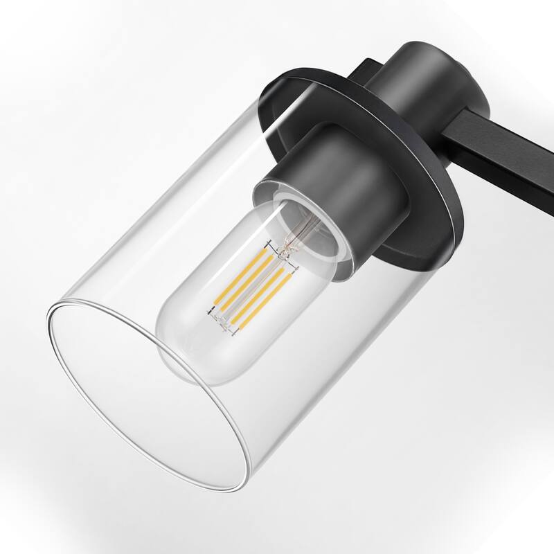 3 Light Vanity Lights, Black and Gold Wall Sconce Light with Clear Glass, Bathroom Light Fixtures