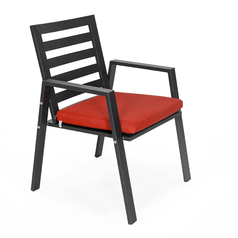 Chelsea Modern Mid-Century Patio Silhouette Aluminum Dining Chair with Olefin Fabric Cushions - 34.84 - Cherry Red
