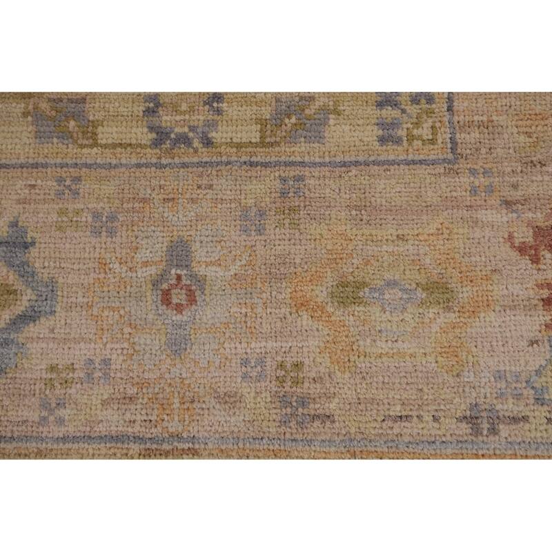 Oushak Turkish Vegetable Dye Area Rug Handmade Beige Wool Carpet - 6'2"x 8'10"
