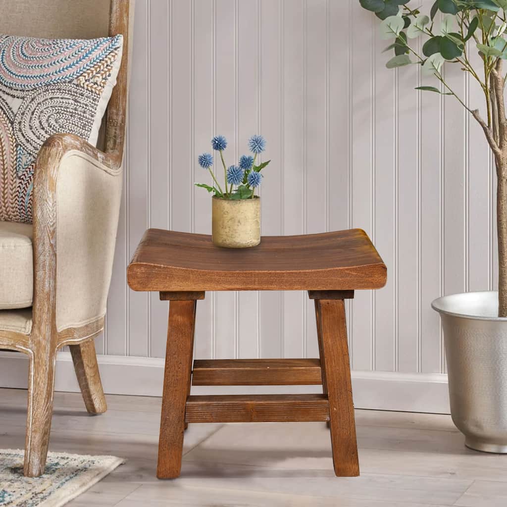 Home Soft Things Old Pine Wood Stool 20"x14"x18.5"H