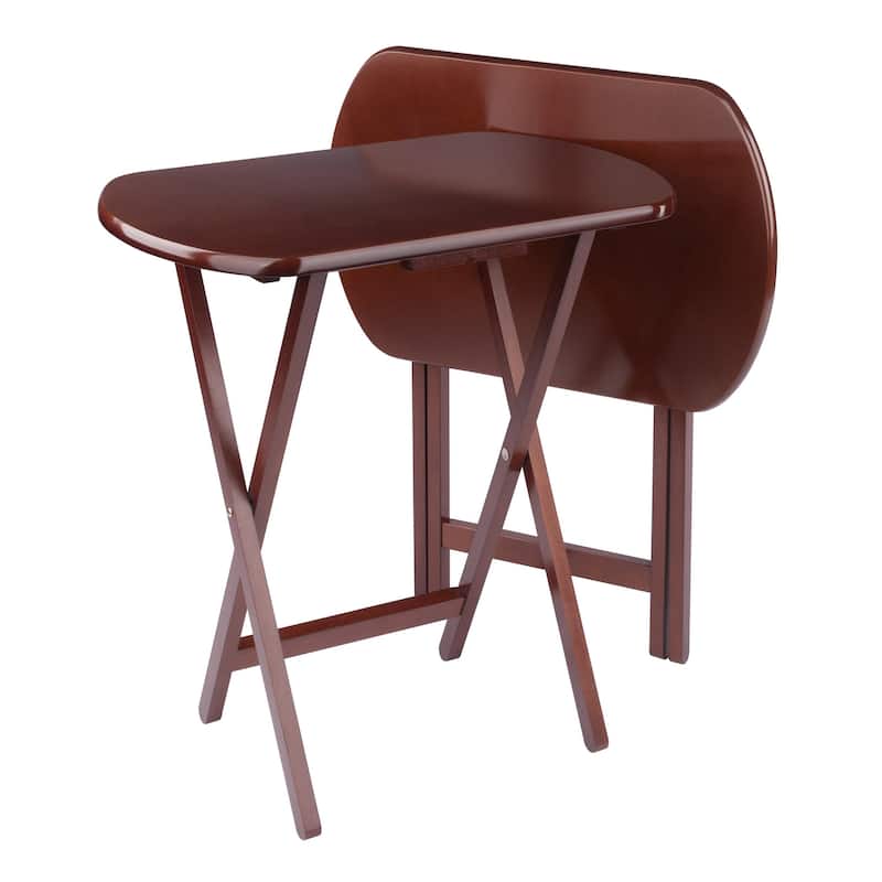 2pc Oversized Rectangular Snack Tables - 25.5" - Walnut Brown