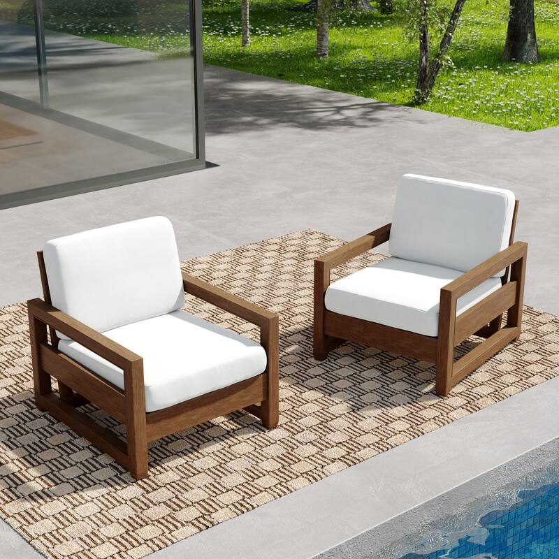 Patio Teak Wood Outdoor Arm Chair with Cushion