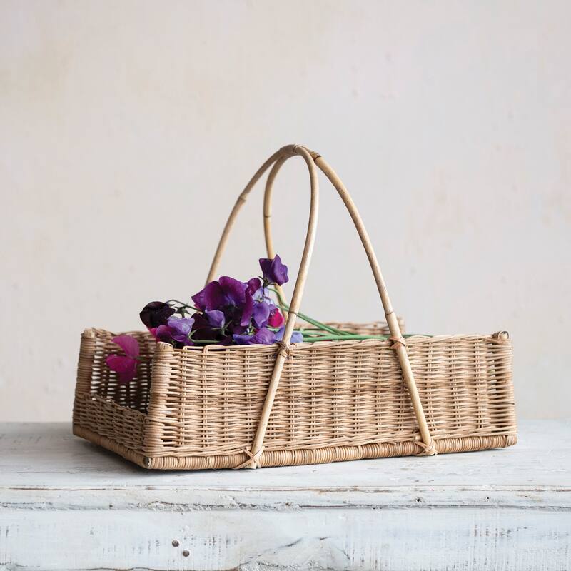 Decorative Rattan Hanging Basket - 15.8"L x 9.8"W x 7.9"H