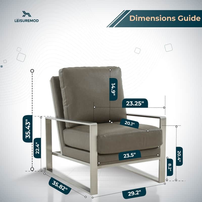Jefferson Modern Velvet Accent Chair with Brushed Silver Frame, Plush Cushions, and Scratch-Resistant for Home or Office - 29.2
